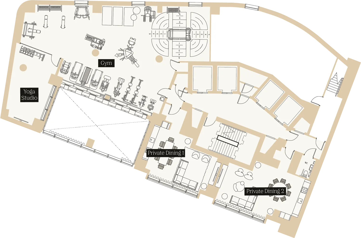 Mezzanine floor amenities